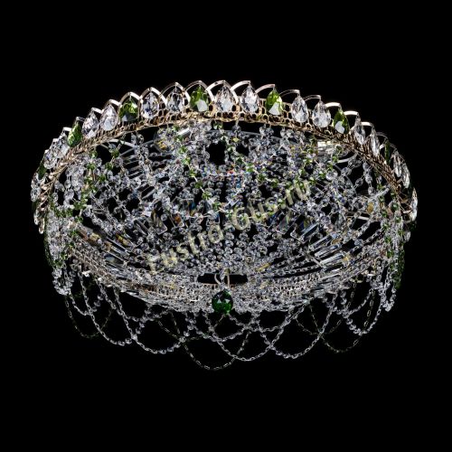 Люстра Каскад Ажур 700 мм зеленый в Новокузнецке Гусь Хрустальный