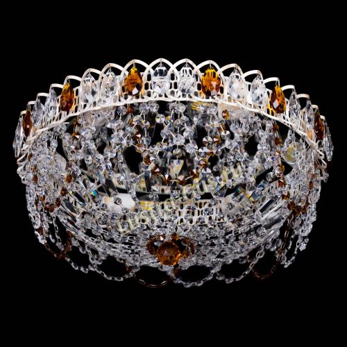 Люстра Каскад Ажур Чайная белая в Новокузнецке Гусь Хрустальный