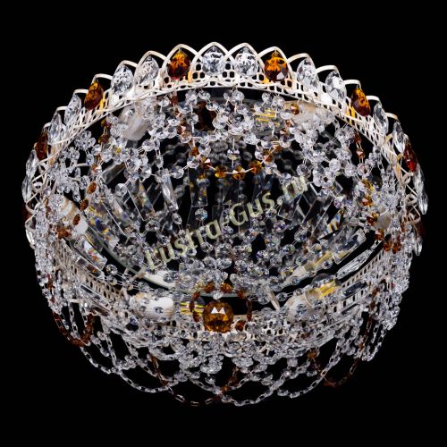 Люстра Каскад Ажур Чайная белая в Новокузнецке Гусь Хрустальный