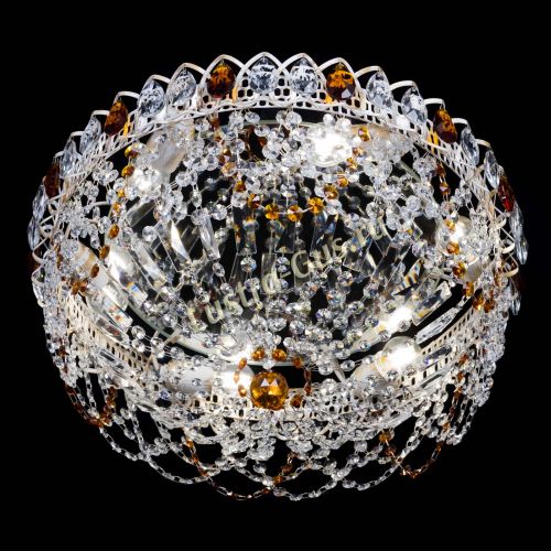 Люстра Каскад Ажур Чайная белая в Новокузнецке Гусь Хрустальный