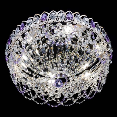 Люстра Каскад Ажур Фиолетовая белая в Новокузнецке Гусь Хрустальный