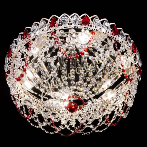 Люстра Каскад Ажур Красная белая в Новокузнецке Гусь Хрустальный