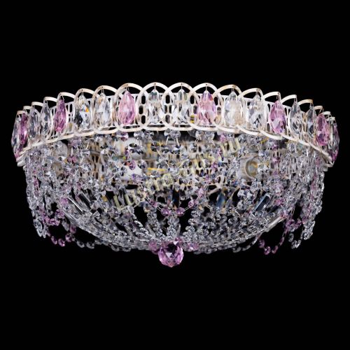 Люстра Каскад Ажур Розовая белая в Новокузнецке Гусь Хрустальный