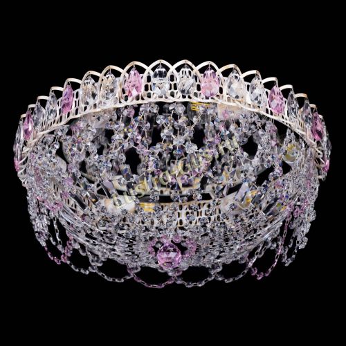 Люстра Каскад Ажур Розовая белая в Новокузнецке Гусь Хрустальный