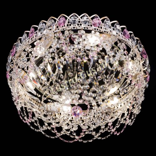 Люстра Каскад Ажур Розовая белая в Новокузнецке Гусь Хрустальный