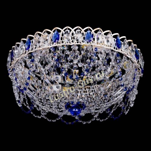 Люстра Каскад Ажур Синяя белая в Новокузнецке Гусь Хрустальный