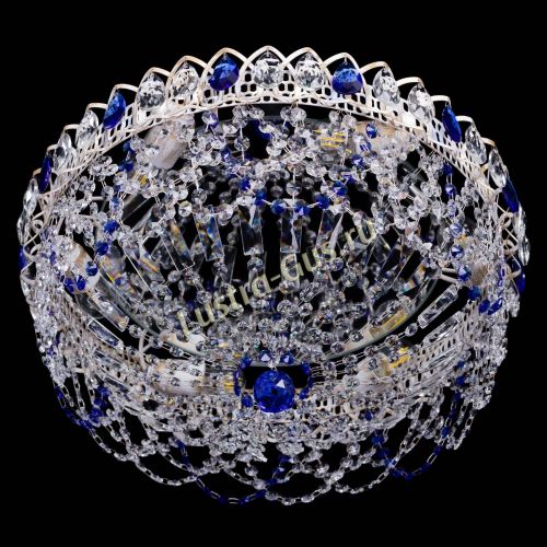 Люстра Каскад Ажур Синяя белая в Новокузнецке Гусь Хрустальный