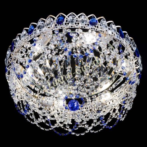 Люстра Каскад Ажур Синяя белая в Новокузнецке Гусь Хрустальный