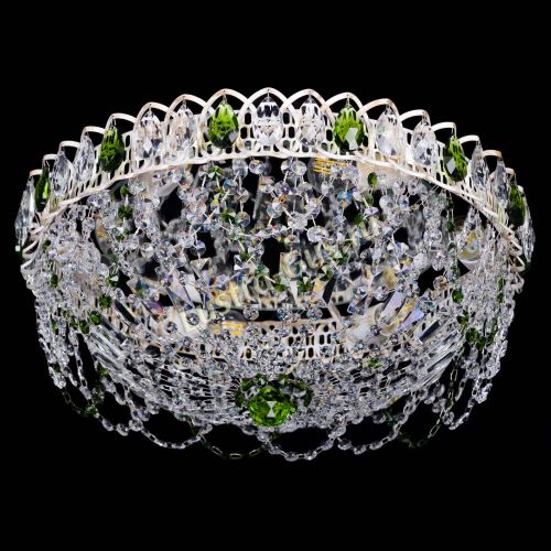 Люстра Каскад Ажур Зеленая белая в Новокузнецке Гусь Хрустальный