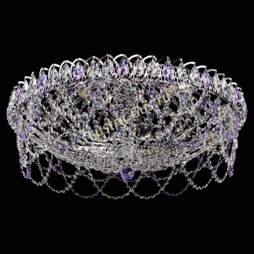 Люстра Каскад Ажур 700 мм фиолетовый в Новокузнецке Гусь Хрустальный