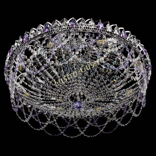 Люстра Каскад Ажур 700 мм фиолетовый в Новокузнецке Гусь Хрустальный