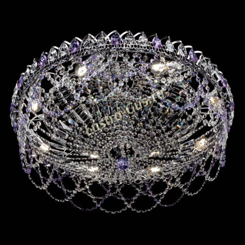 Люстра Каскад Ажур 700 мм фиолетовый в Новокузнецке Гусь Хрустальный
