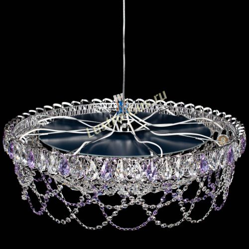 Люстра Каскад Ажур 700 мм фиолетовый в Новокузнецке Гусь Хрустальный