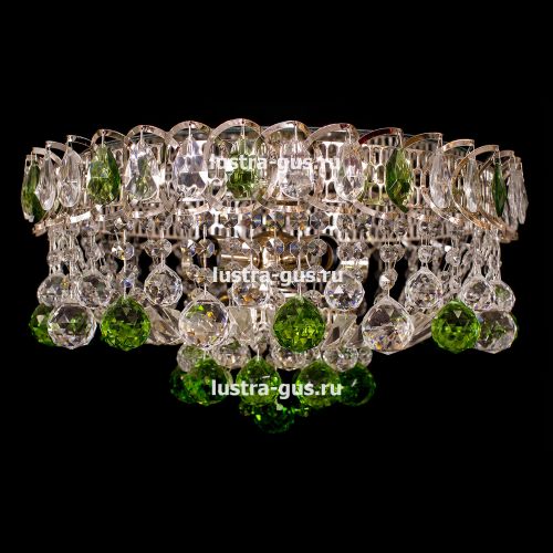 Люстра Катерина Шар Журавлик зеленая в Новокузнецке Гусь Хрустальный