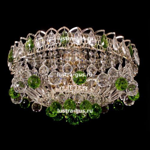 Люстра Катерина Шар Журавлик зеленая в Новокузнецке Гусь Хрустальный