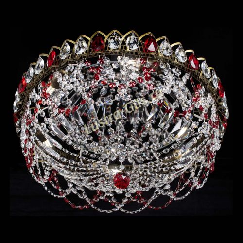 Люстра Хрустальный Каскад Ажур под бронзу Красная в Новокузнецке Гусь Хрустальный