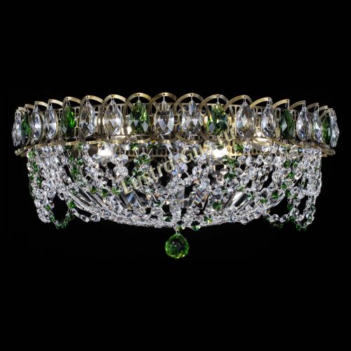 Люстра Хрустальный Каскад Ажур под бронзу Зеленая в Новокузнецке Гусь Хрустальный