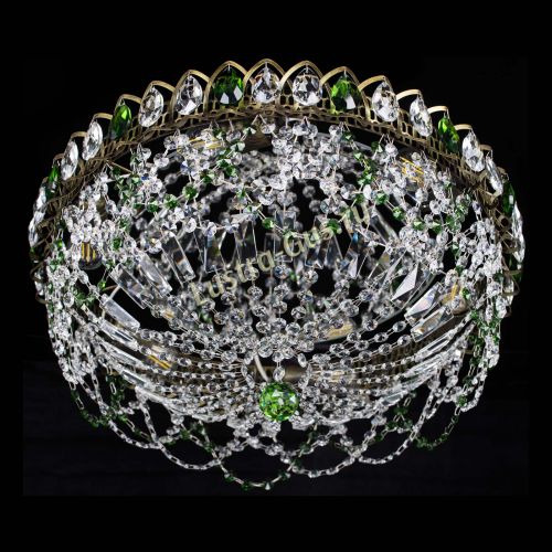 Люстра Хрустальный Каскад Ажур под бронзу Зеленая в Новокузнецке Гусь Хрустальный