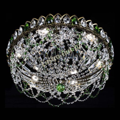 Люстра Хрустальный Каскад Ажур под бронзу Зеленая в Новокузнецке Гусь Хрустальный