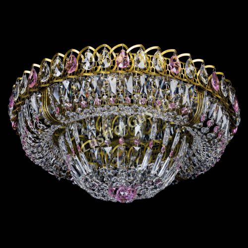 Люстра Кольцо Классика Пластинка розовая под бронзу в Новокузнецке Гусь Хрустальный