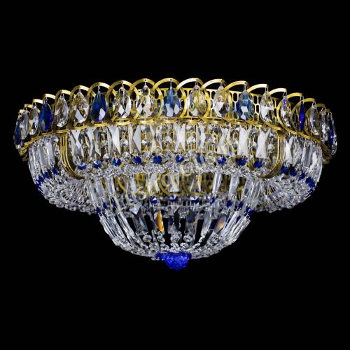 Люстра Кольцо Классика Пластинка синяя под бронзу в Новокузнецке Гусь Хрустальный