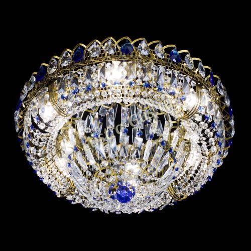 Люстра Кольцо Классика Пластинка синяя под бронзу в Новокузнецке Гусь Хрустальный