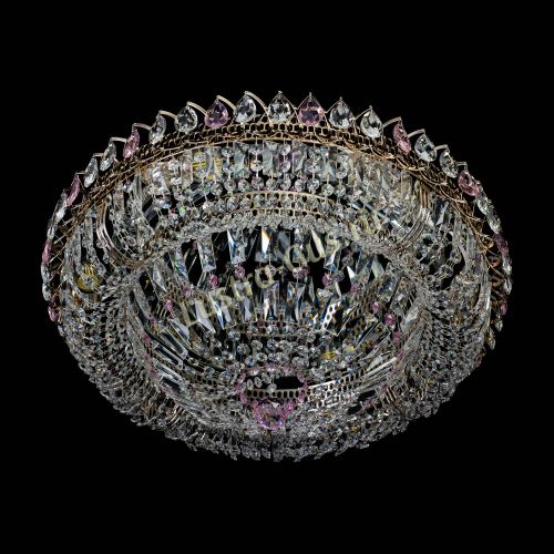 Люстра Кольцо Классика Пластинка розовая в Новокузнецке Гусь Хрустальный