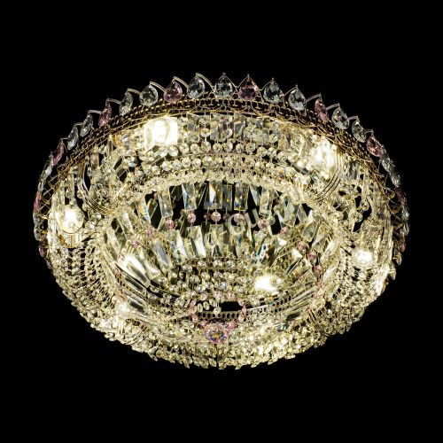 Люстра Кольцо Классика Пластинка розовая в Новокузнецке Гусь Хрустальный