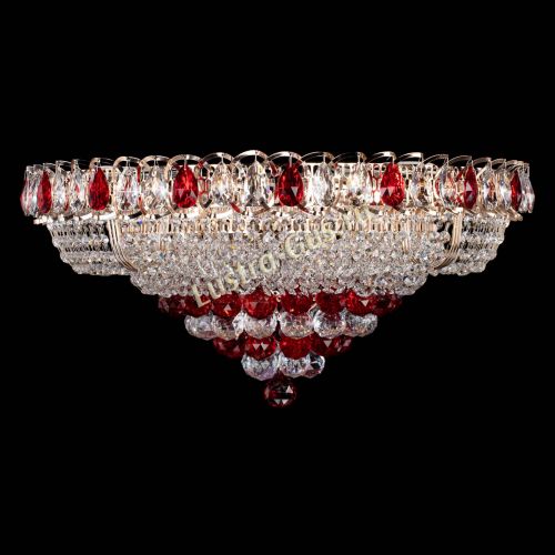 Люстра Кольцо пирамида шар 40 мм красная в Новокузнецке Гусь Хрустальный