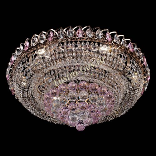 Люстра Кольцо пирамида шар 40 мм розовая в Новокузнецке Гусь Хрустальный