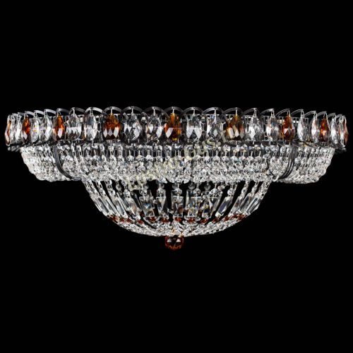 Люстра Кольцо Классика №8 Черная с чайными подвесками в Новокузнецке Гусь Хрустальный