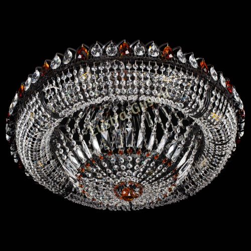 Люстра Кольцо Классика №8 Черная с чайными подвесками в Новокузнецке Гусь Хрустальный