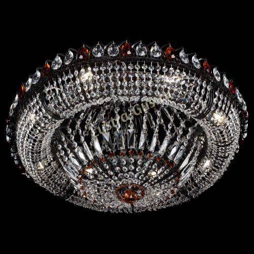 Люстра Кольцо Классика №8 Черная с чайными подвесками в Новокузнецке Гусь Хрустальный