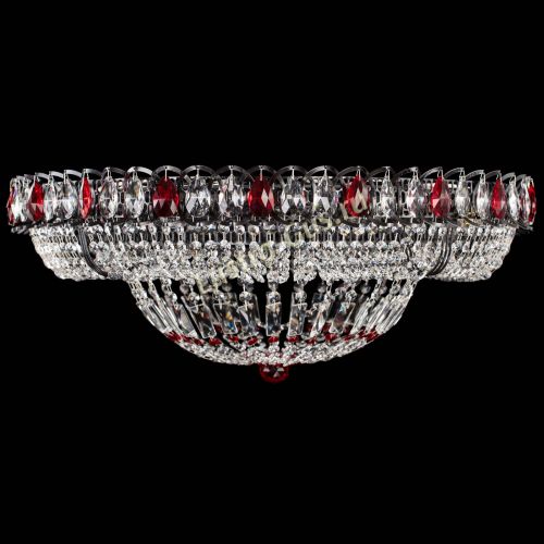 Люстра Кольцо Классика №8 Черная с красными подвесками в Новокузнецке Гусь Хрустальный