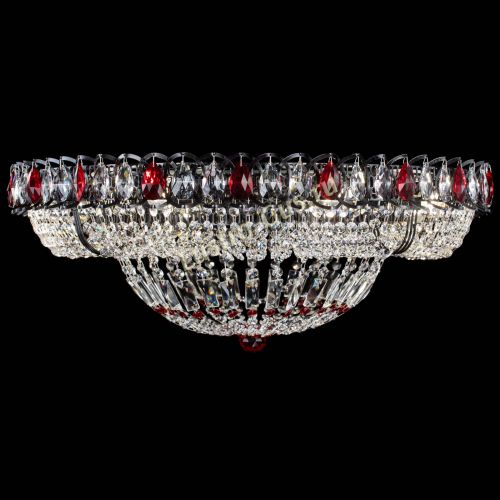 Люстра Кольцо Классика №8 Черная с красными подвесками в Новокузнецке Гусь Хрустальный