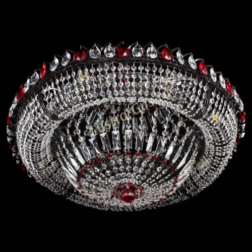 Люстра Кольцо Классика №8 Черная с красными подвесками в Новокузнецке Гусь Хрустальный