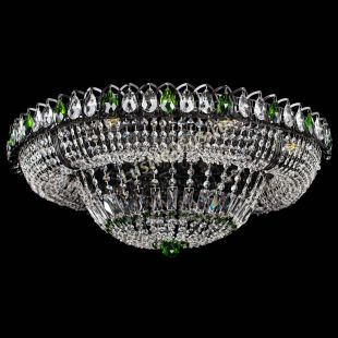 Люстра хрустальная Кольцо Классика №8 Черная с зелеными подвесками