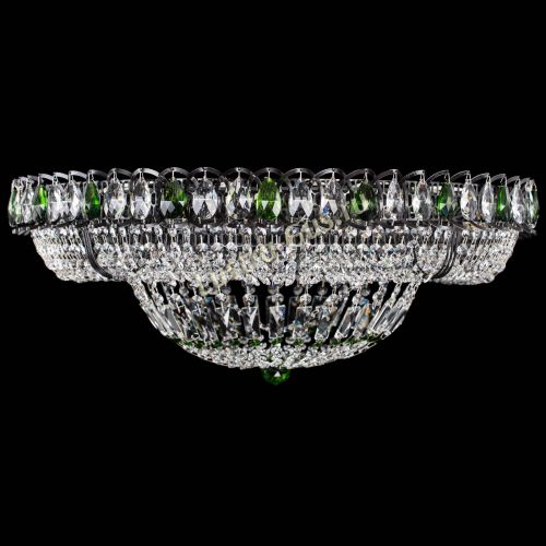 Люстра Кольцо Классика №8 Черная с зелеными подвесками в Новокузнецке Гусь Хрустальный