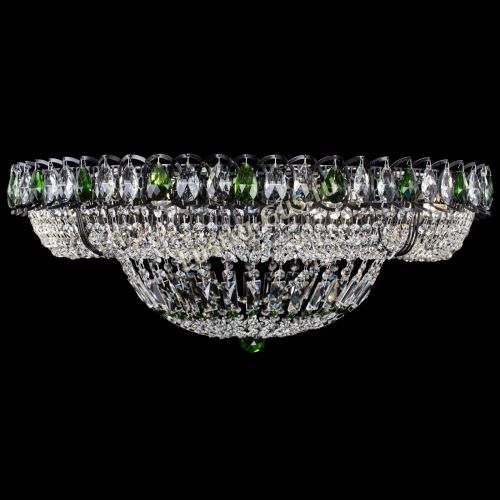 Люстра Кольцо Классика №8 Черная с зелеными подвесками в Новокузнецке Гусь Хрустальный