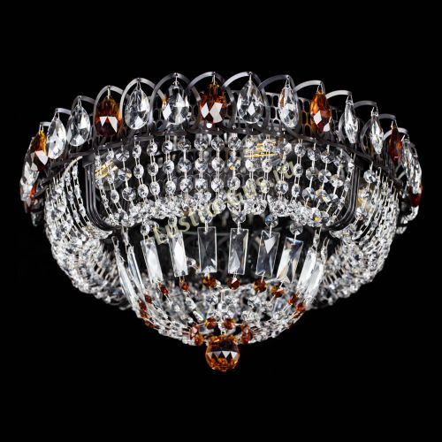 Люстра Кольцо Классика Черная с чайными подвесками в Новокузнецке Гусь Хрустальный