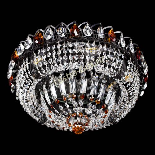 Люстра Кольцо Классика Черная с чайными подвесками в Новокузнецке Гусь Хрустальный