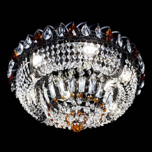 Люстра Кольцо Классика Черная с чайными подвесками в Новокузнецке Гусь Хрустальный