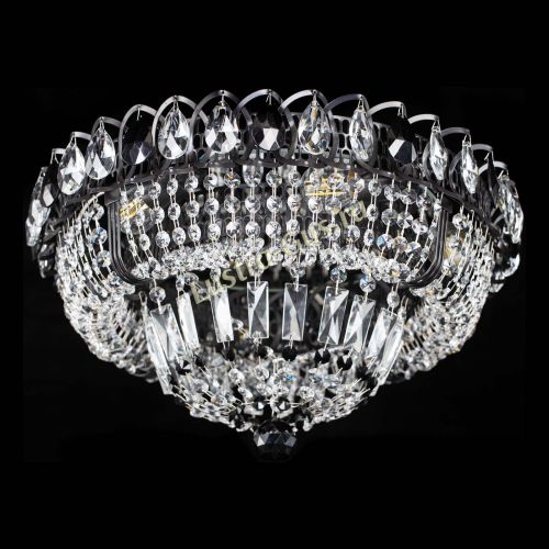 Люстра Кольцо Классика Черная с черными подвесками в Новокузнецке Гусь Хрустальный