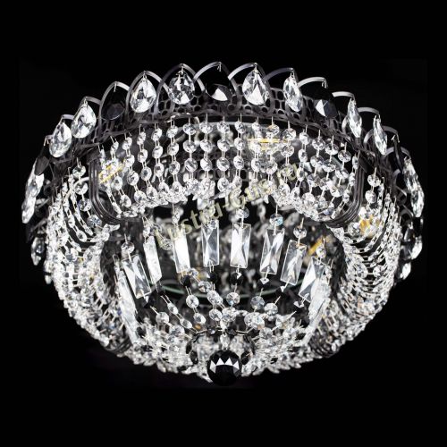 Люстра Кольцо Классика Черная с черными подвесками в Новокузнецке Гусь Хрустальный