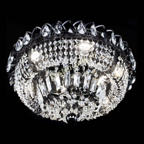 Люстра Кольцо Классика Черная с черными подвесками в Новокузнецке Гусь Хрустальный