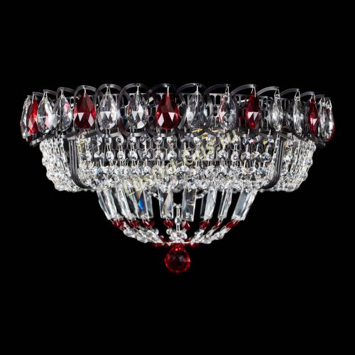 Люстра Кольцо Классика Черная с красными подвесками в Новокузнецке Гусь Хрустальный