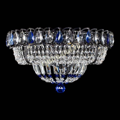 Люстра Кольцо Классика Черная с синими подвесками в Новокузнецке Люстра Кольцо Классика Черная с синими подвесками в Новокузнецке