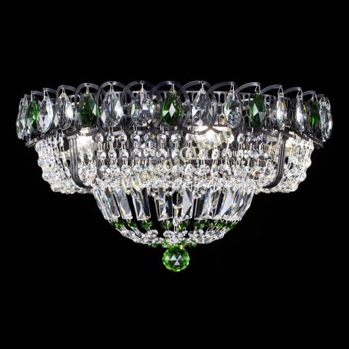 Люстра Кольцо Классика Черная с зелеными подвесками в Новокузнецке Гусь Хрустальный