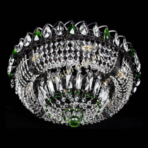 Люстра Кольцо Классика Черная с зелеными подвесками в Новокузнецке Гусь Хрустальный