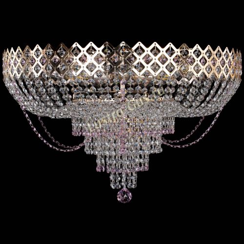 Люстра Корона №11 розовая в Новокузнецке Гусь Хрустальный